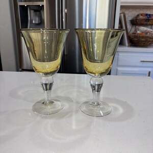 Artland Iris Amber Glass Goblets, Set of 2